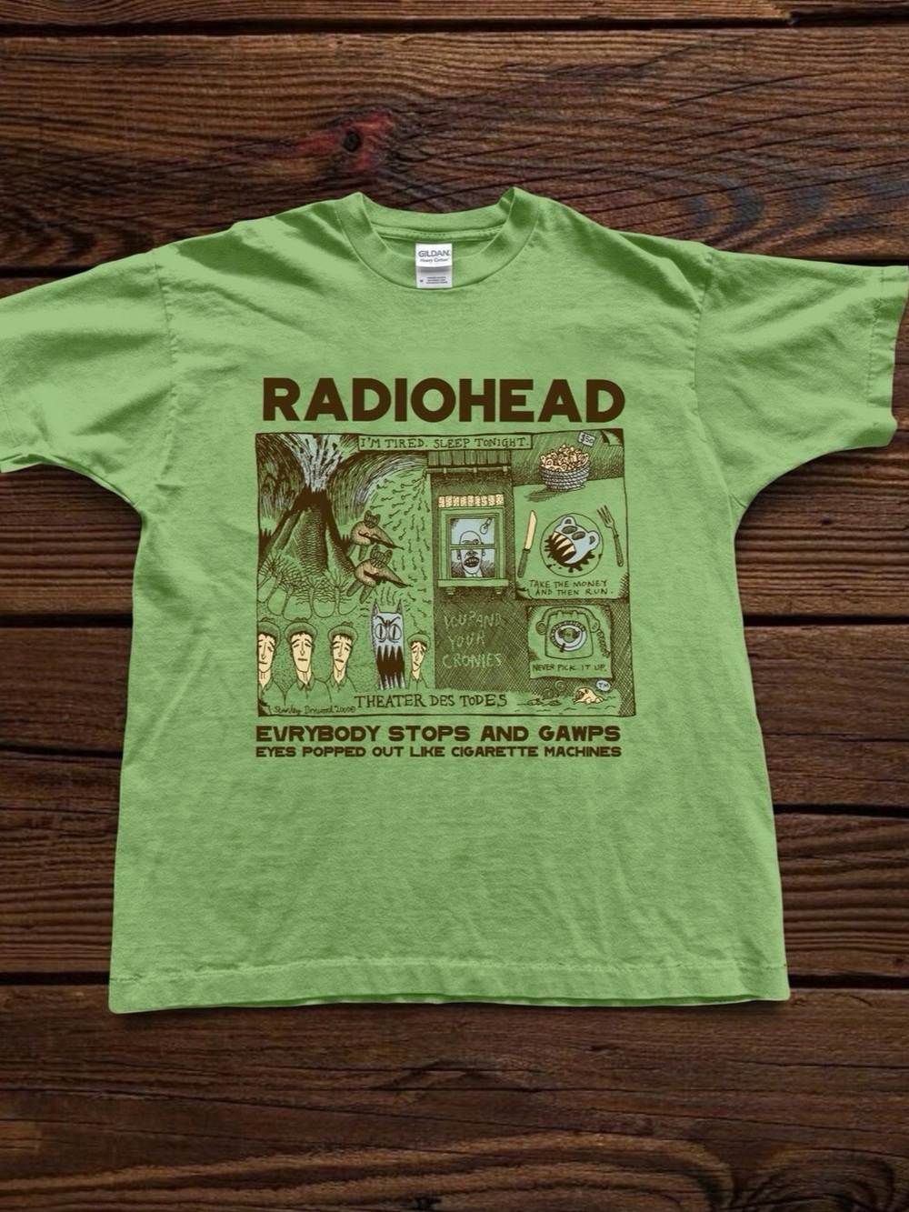 Gildan Green Kiwi Radiohead Graphic T-shirt